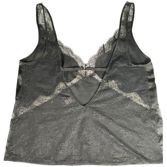 Victoria’s Secret Lace Tank Top Lingerie Black Gold Horseshoe Detail Size Large - Picture 9 of 11
